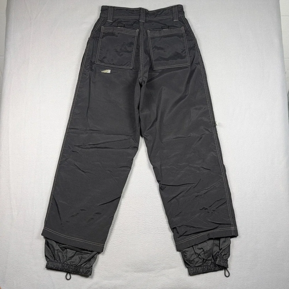 Vintage SMP Snow Pants Mens S 30x30 Small Black Nylon Baggy Wide Leg Skater Y2K